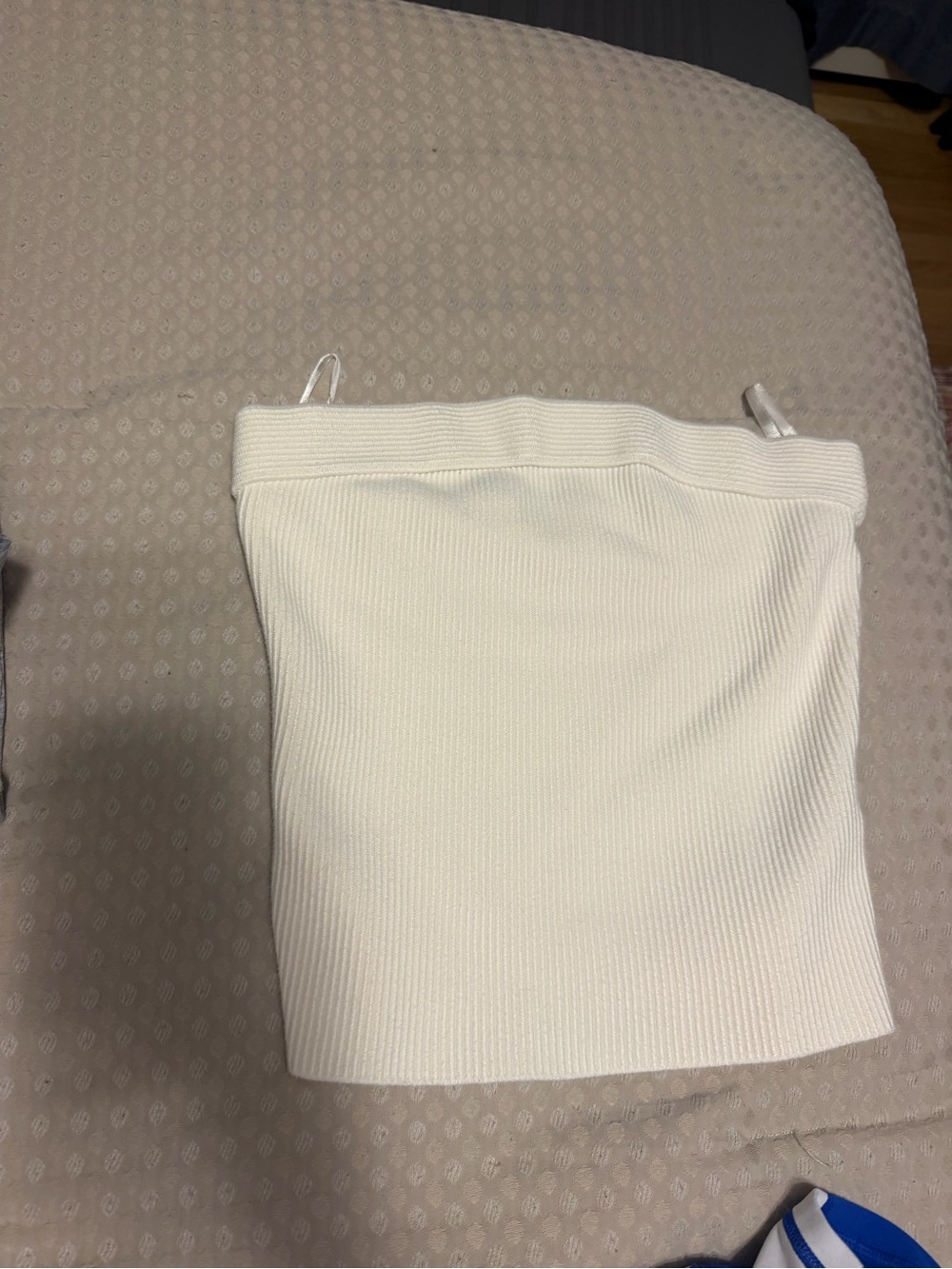 Abercrombie & Fitch Cream Ribbed Strapless Mini Skirt